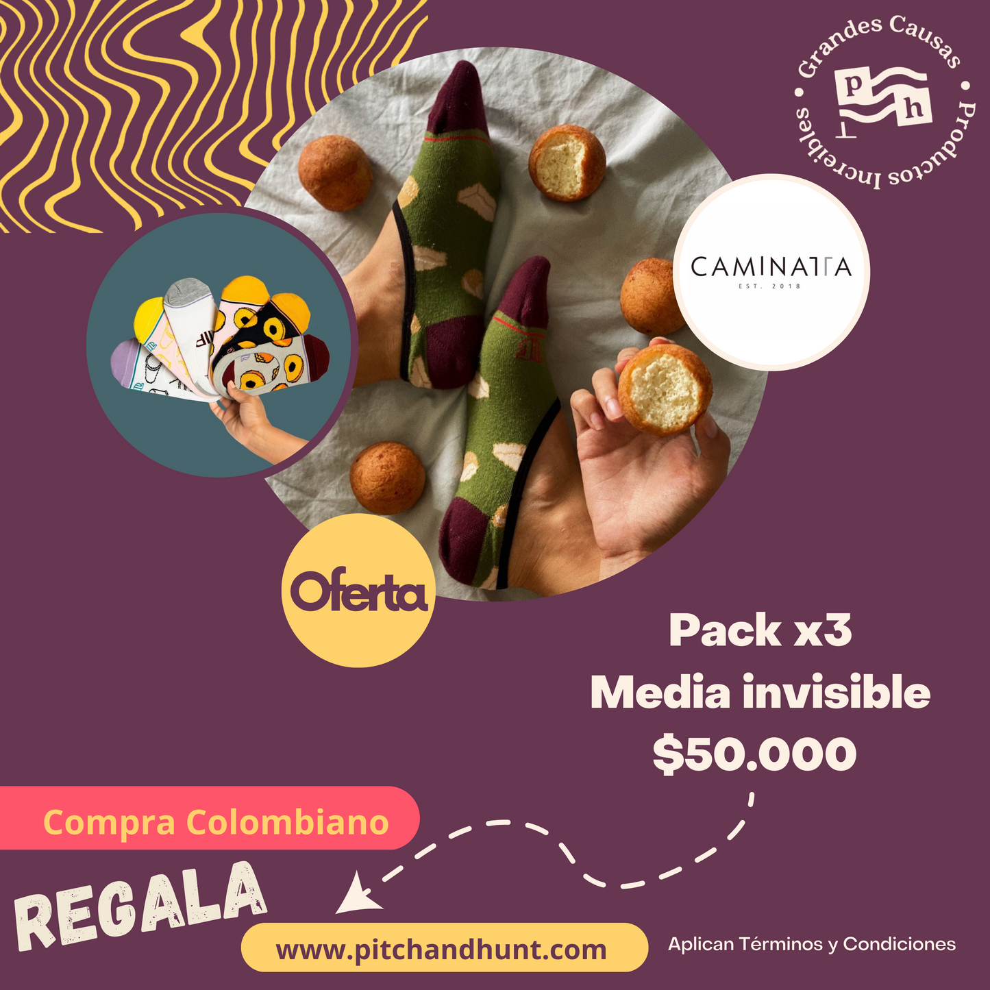Media Invisible Chontaduro Vinotinto/ Beige