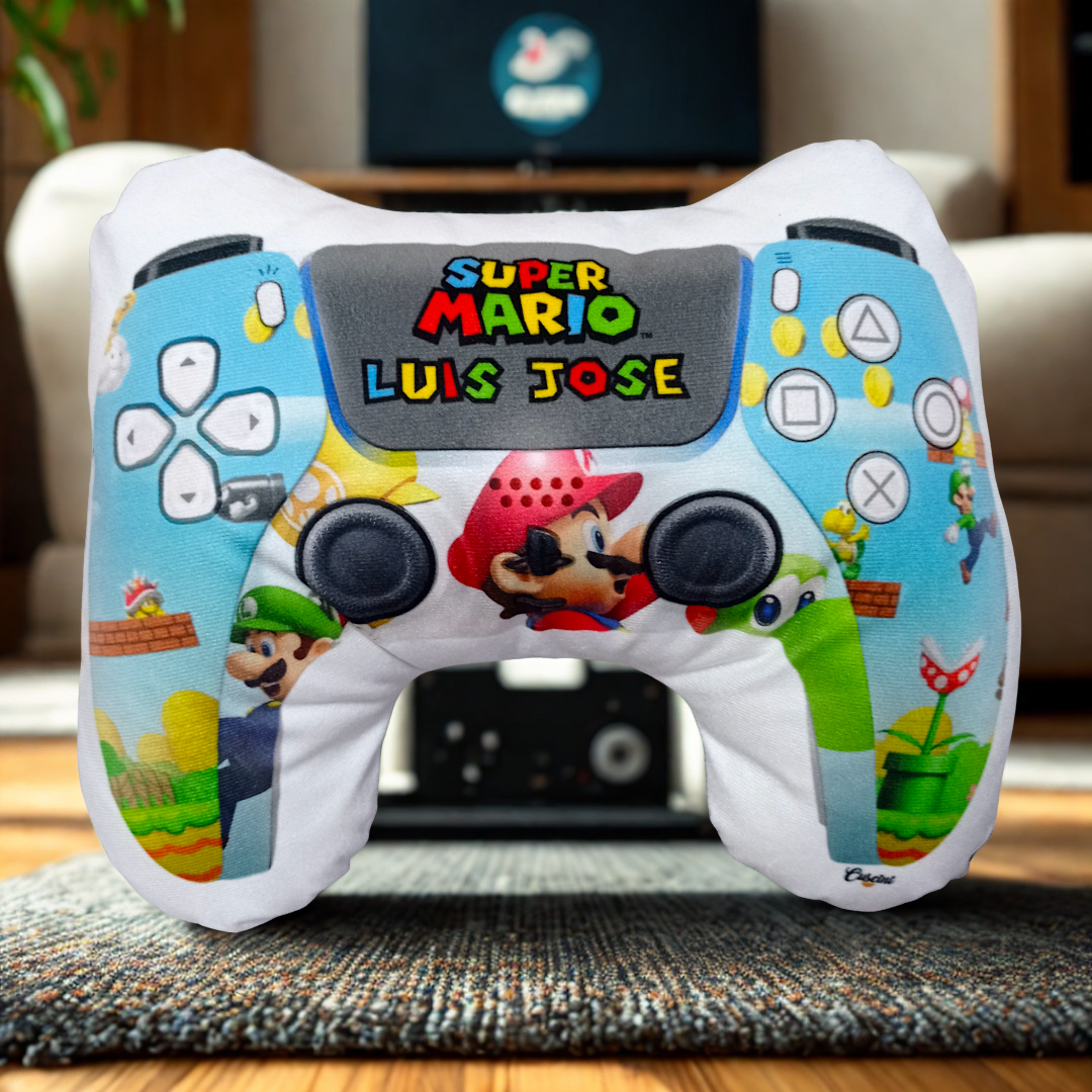 COJIN FORMA CONTROL VIDEOJUEGO SUPER MARIO BLANCO
