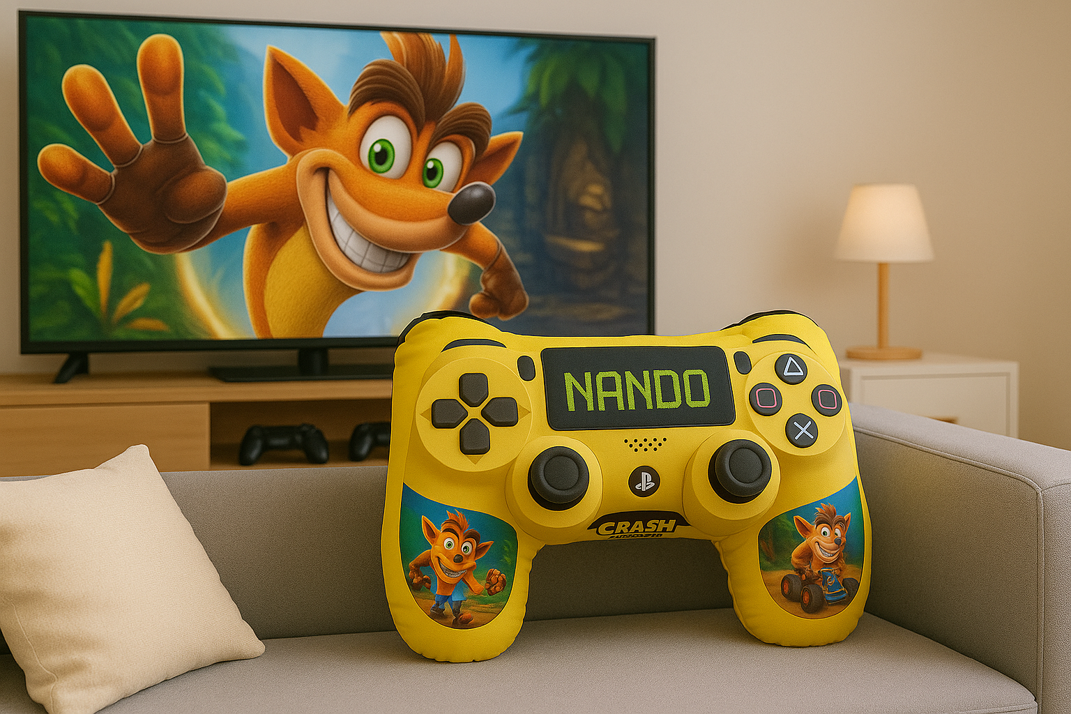 COJIN FORMA CONTROL VIDEOJUEGOS CRASH BANDICOOT