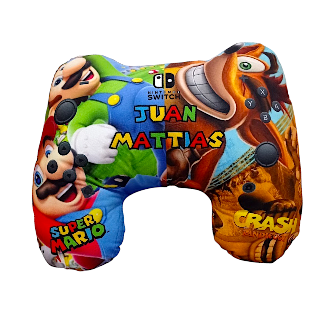 COJIN FORMA CONTROL VIDEOJUEGOS NINTENDO SWITCH MARIO Y CRASH