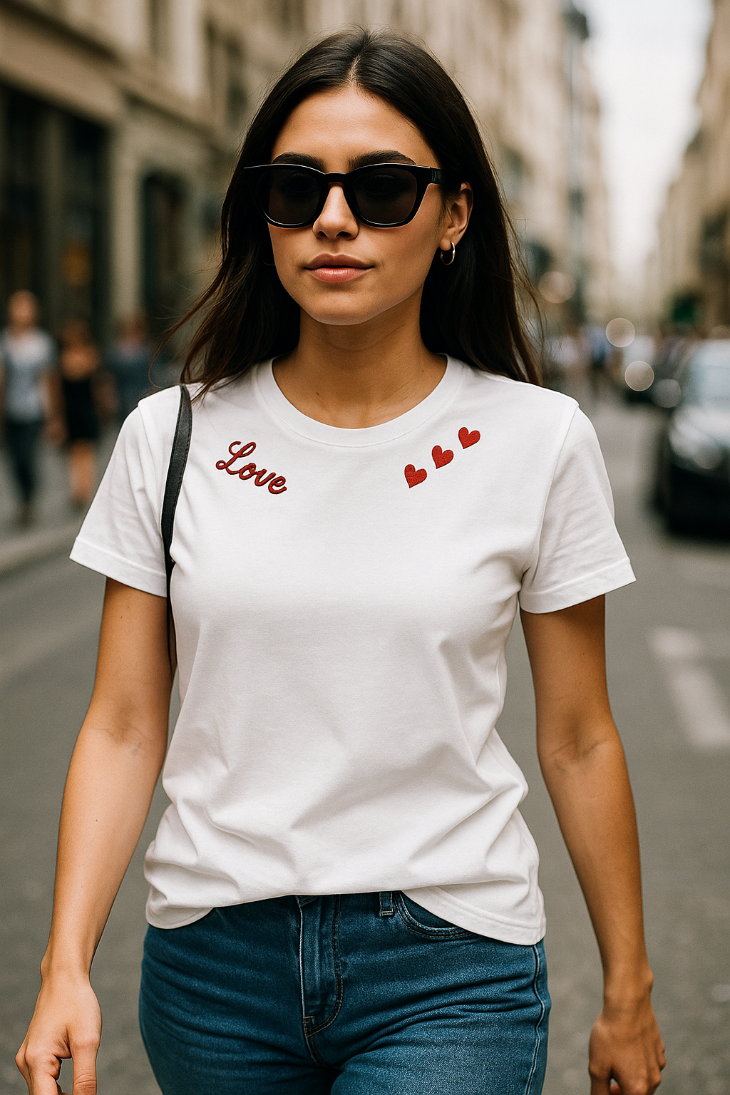 Camiseta blanca corazones