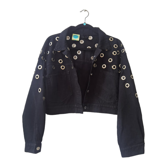 Chaqueta Negra CropTop Diseño Taches & Estrellas
