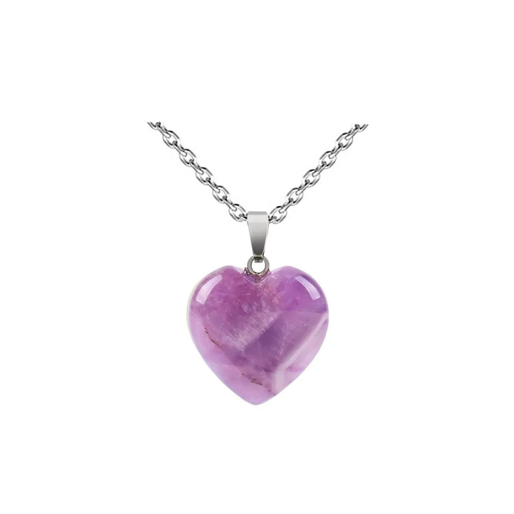 Collar Corazón de Cuarzo Amatista