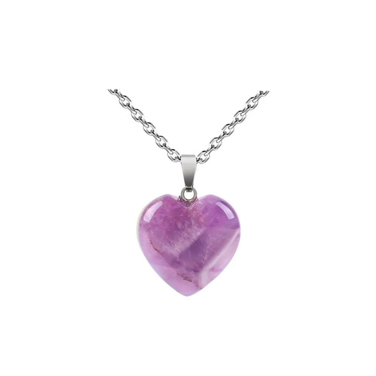 Collar Corazón de Cuarzo Amatista
