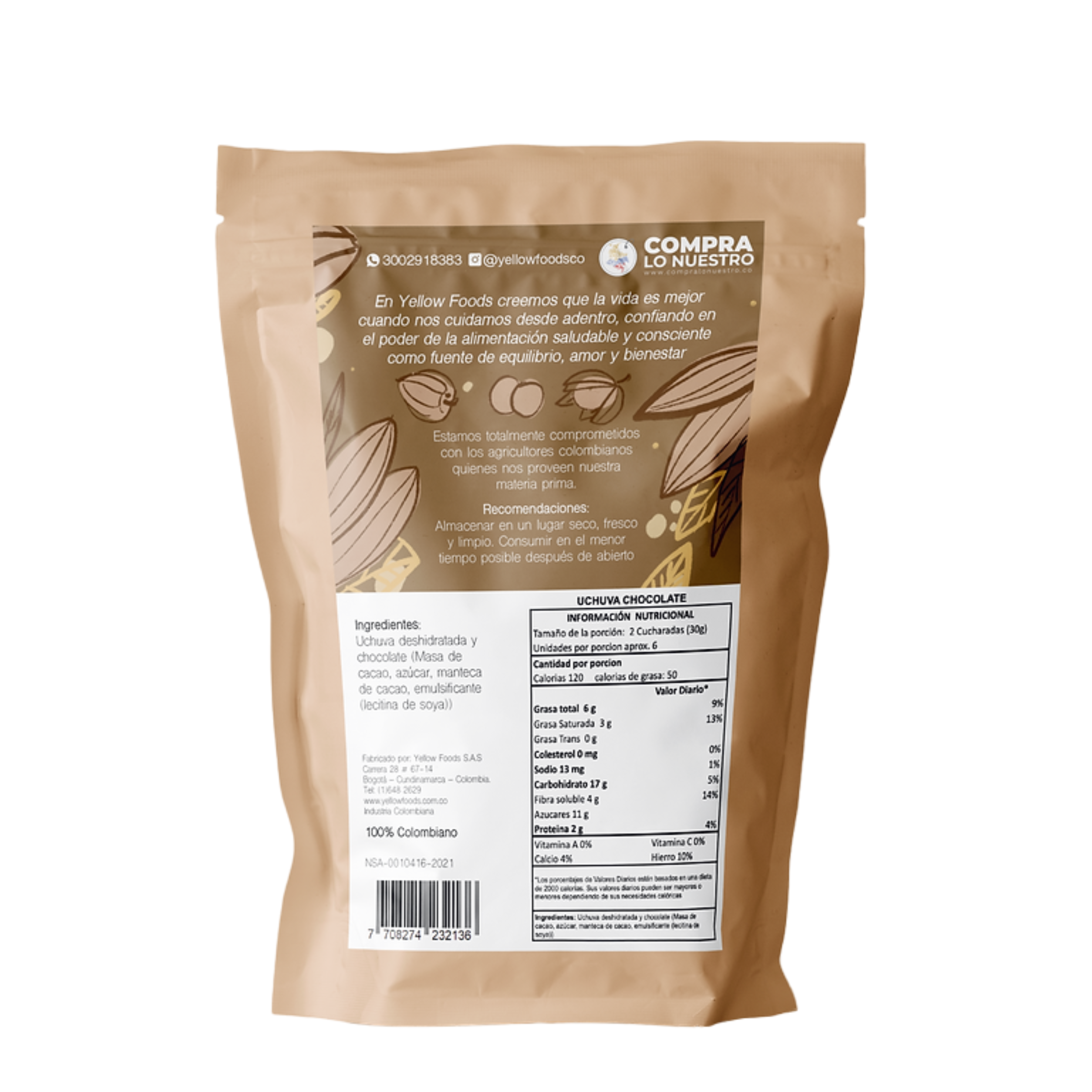 Uchuva cubierta con chocolate 70% cacao