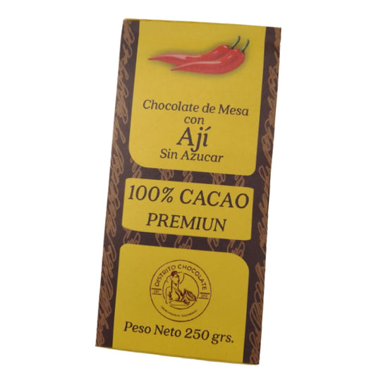 Chocolate de Mesa Artesanal con Ají - Sin Azúcar