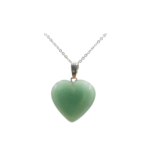Cadena De Cuarzo Verde Jade Corazón