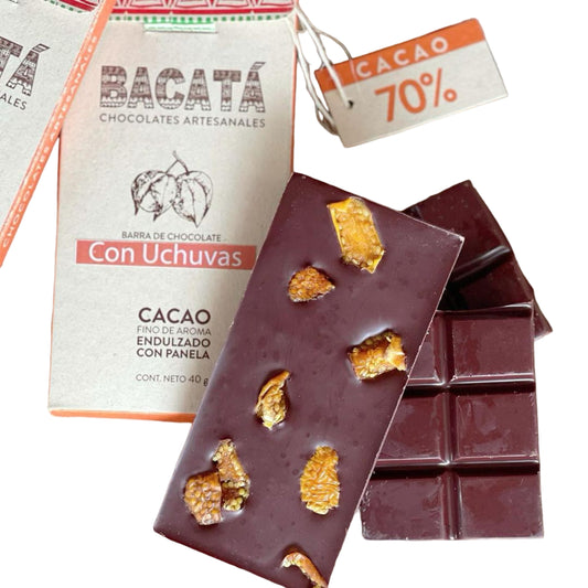 Barra de Chocolate 70% Cacao con Uchuvas
