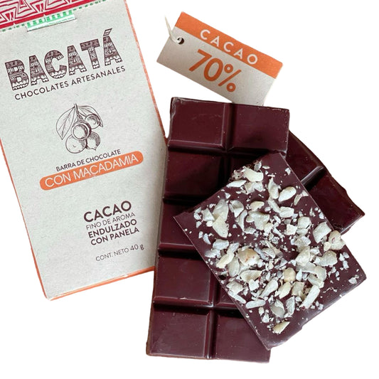 Barra de Chocolate 70% Cacao con Macadamia